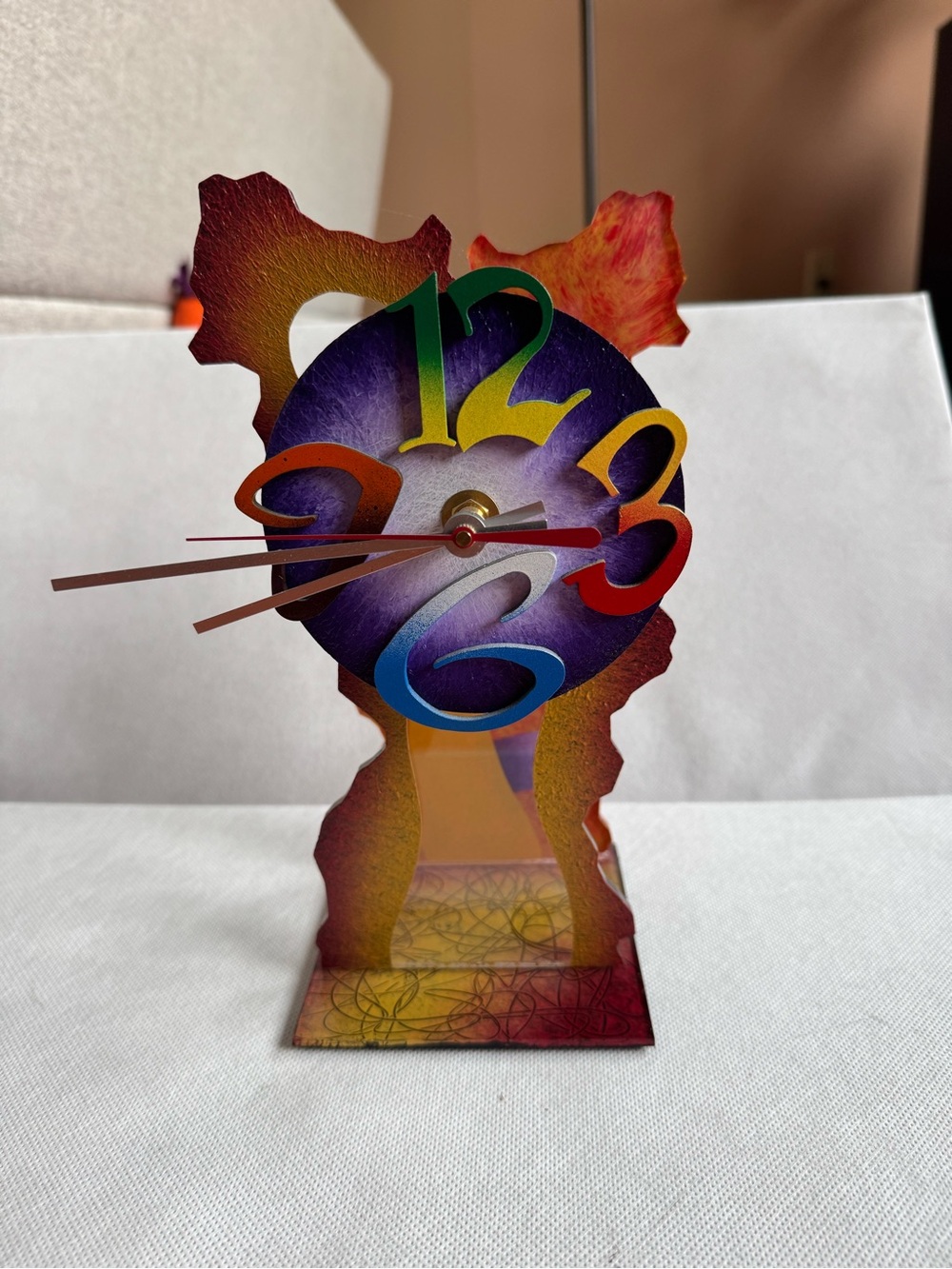 Colorful Abstract Table Clock - Multicolor Numbers